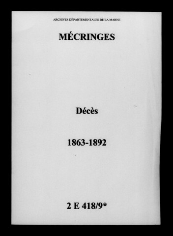 Mécringes. Décès 1863-1892
