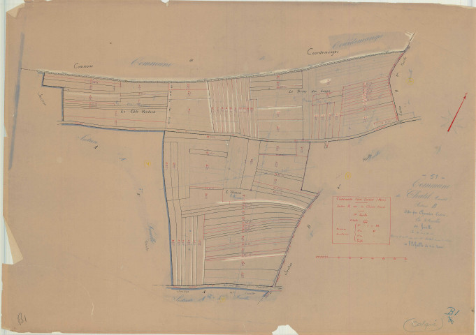 Châtelraould-Saint-Louvent (51134). Section B1 échelle 1/2000, plan mis à jour pour 1933, plan non régulier (papier)