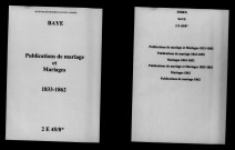 Baye. Publications de mariage, mariages 1833-1862