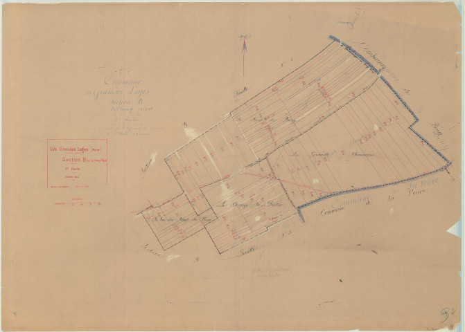 Grandes-Loges (Les) (51278). Section B2 échelle 1/2500, plan mis à jour pour 1934, plan non régulier (papier)