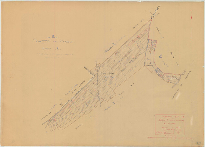 Cernon (51106). Section A2 échelle 1/2500, plan mis à jour pour 1937, plan non régulier (papier)