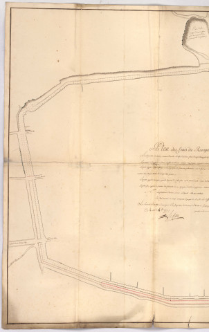 Plan des fossés des remparts et de plusieurs places vagues appartenant à la ville d'Ay, dressé par Lefevre le 4 octobre 1777.
