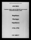 Joches. Baptêmes, mariages, sépultures 1741-1792