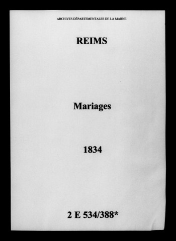 Reims. Mariages 1834