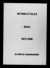 Humbauville. Décès 1873-1890