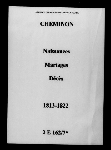 Cheminon. Naissances, mariages, décès 1813-1822
