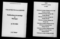 Villeneuve-la-Lionne. Publications de mariage, mariages an XI-1862