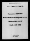 Villers-Allerand. Naissances, publications de mariage, mariages, décès 1823-1832