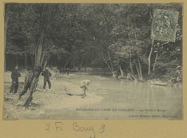 BOUY. Environs du camp de Châlons-Bouy-La Vesle à Bouy.
MourmelonLib. Militaire Guérin.[vers 1906]