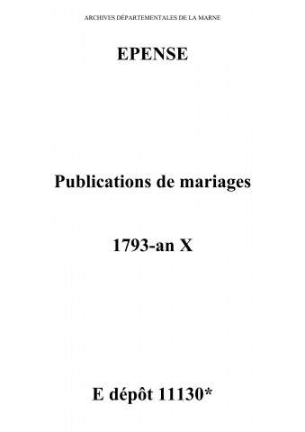 Épense. Publications de mariage 1793-an X