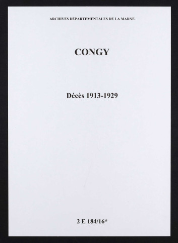 Congy. Décès 1913-1929