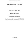 Moronvilliers. Naissances, décès, mariages, publications de mariage 1903-1912