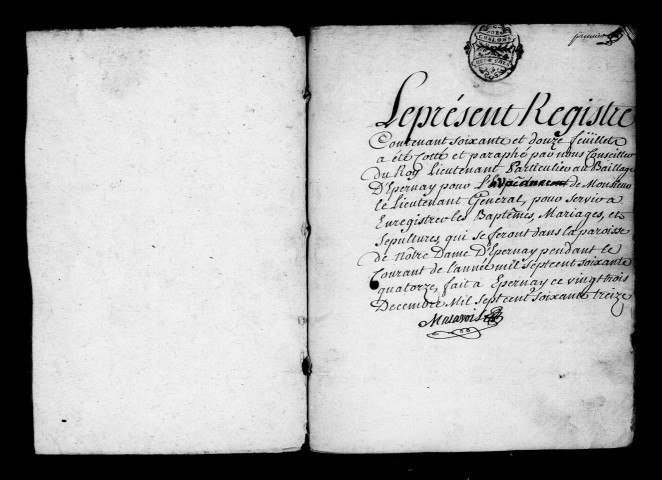 Épernay. Baptêmes, mariages, sépultures 1774