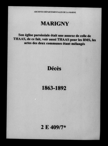 Marigny. Décès 1863-1892