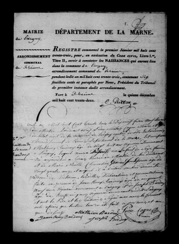 Pargny. Naissances, publications de mariage, mariages, décès 1833-1842