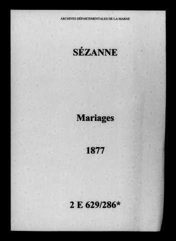 Sézanne. Mariages 1877