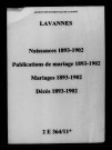 Lavannes. Naissances, publications de mariage, mariages, décès 1893-1902