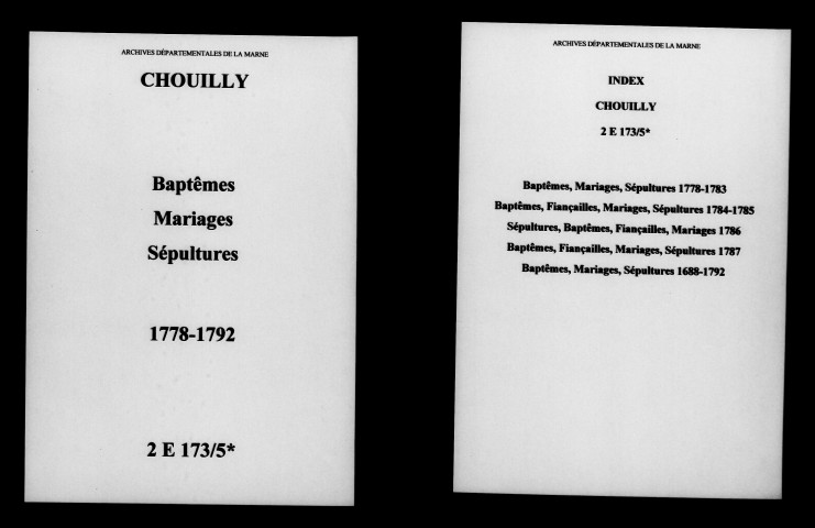 Chouilly. Baptêmes, mariages, sépultures 1778-1792