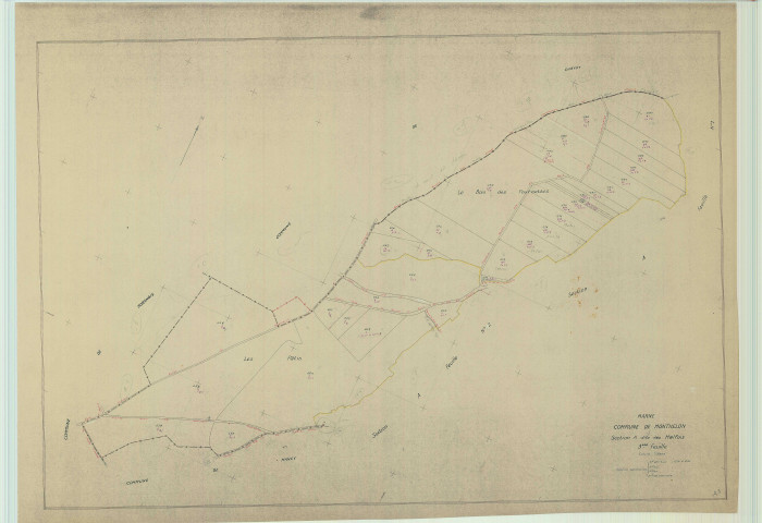 Monthelon (51378). Section A3 échelle 1/2000, plan mis à jour pour 01/01/1953, non régulier (papier)