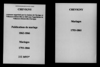 Chevigny. Publications de mariage, mariages 1793-1866
