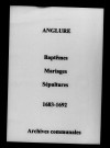 Anglure. Baptêmes, mariages, sépultures 1683-1692