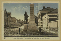 BINARVILLE. Le monument-La Mairie-École -Le café Roger.
Édition Artistique Or Ch. BrunelMatougues.[vers 1930]
Collection Desingly