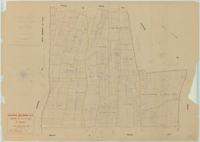 Vésigneul-sur-Marne (51616). Section B2 échelle 1/2500, plan mis à jour pour 1945, plan non régulier (papier)