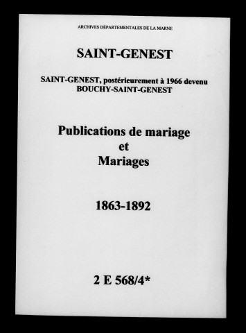 Saint-Genest. Publications de mariage, mariages 1863-1892