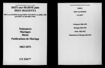 Dizy-sur-Marne. Naissances, mariages, décès, publications de mariage 1863-1872