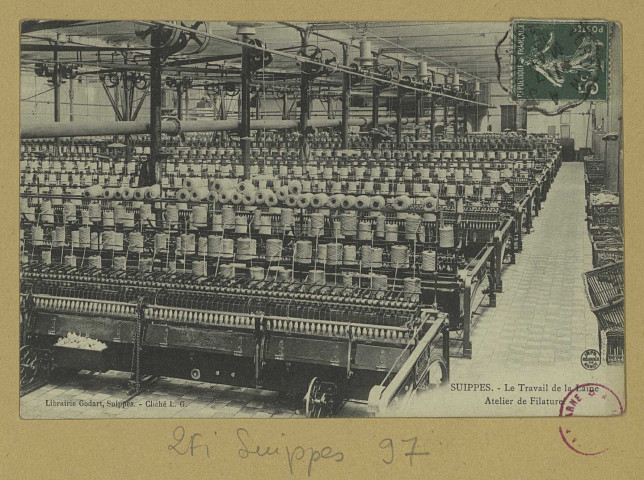 SUIPPES. Le travail de la laine, atelier de filature.
(54 - Nancyimprimeries Réunies).[vers 1913]