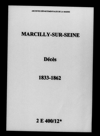 Marcilly-sur-Seine. Décès 1833-1862