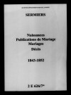 Sermiers. Naissances, publications de mariage, mariages, décès 1843-1852