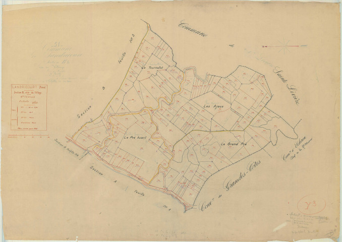 Landricourt (51315). Section B4 échelle 1/2000, plan mis à jour pour 1934, plan non régulier (papier)