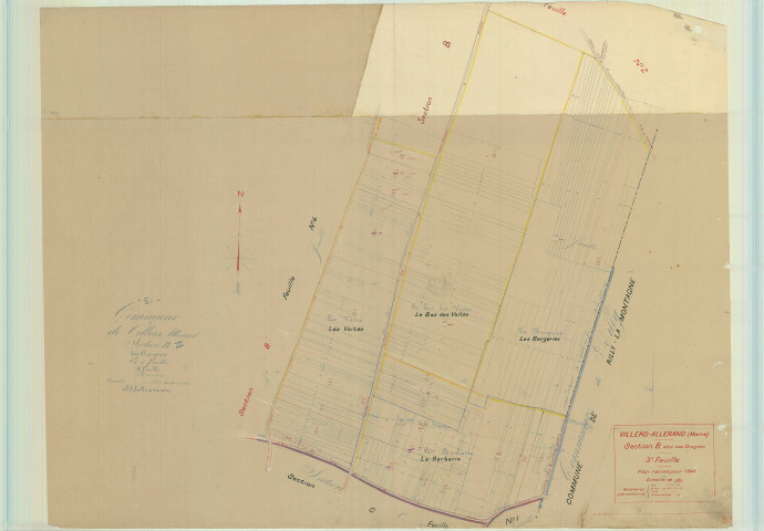 Villers-Allerand (51629). Section B3 échelle 1/1250, plan mis à jour pour 1948, plan non régulier (papier).