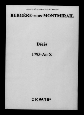 Bergères-sous-Montmirail. Décès 1793-an X