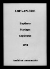 Loisy-en-Brie. Baptêmes, mariages, sépultures 1694