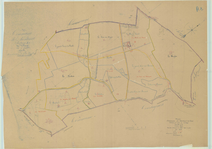 Nanteuil-la-Forêt (51393). Section A1 échelle 1/2500, plan mis à jour pour 1954, plan non régulier (papier).