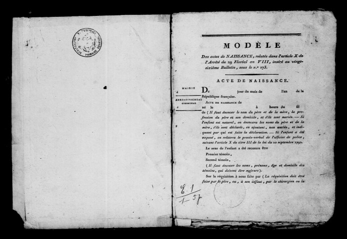 Nanteuil-la-Fosse. Naissances, publications de mariage, mariages, décès an XI-1812