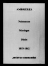 Ambrières. Naissances, mariages, décès 1853-1862