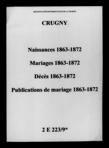 Crugny. Naissances, mariages, décès, publications de mariage 1863-1872