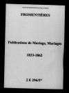 Fromentières. Publications de mariage, mariages 1833-1862