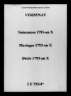 Verzenay. Naissances, mariages, décès 1793-an X