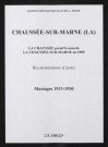 Chaussée-sur-Marne (La). Mariages 1913-1930 (reconstitutions)