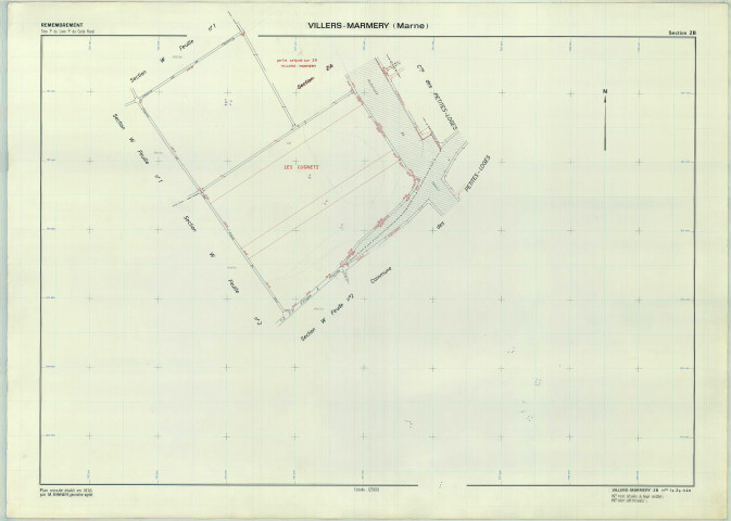 Villers-Marmery (51636). Section ZB 2 échelle 1/2000, plan remembré pour 1979, plan régulier (papier armé).