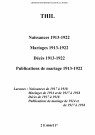 Thil. Naissances, mariages, décès, publications de mariage 1913-1922
