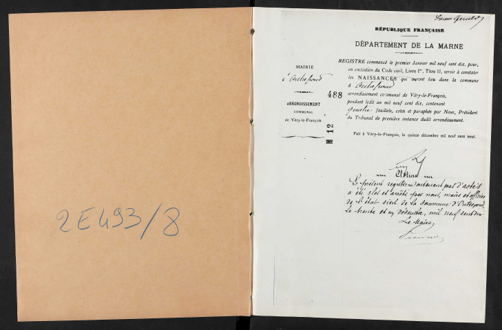 Outrepont. Naissances, mariages, décès 1910-1919 (reconstitutions)