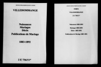Ville-Dommange. Naissances, mariages, décès, publications de mariage 1883-1892