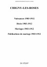 Chigny-les-Roses. Naissances, décès, mariages, publications de mariage 1903-1912