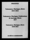 Prosnes. Naissances, publications de mariage, mariages, décès 1813-1822