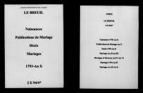 Breuil (Le). Naissances, publications de mariage, mariages, décès 1793-an X